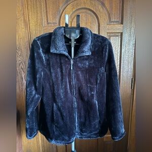32 Degrees Women's Plush Faux Fur Full Zip Jacket Black Size XL